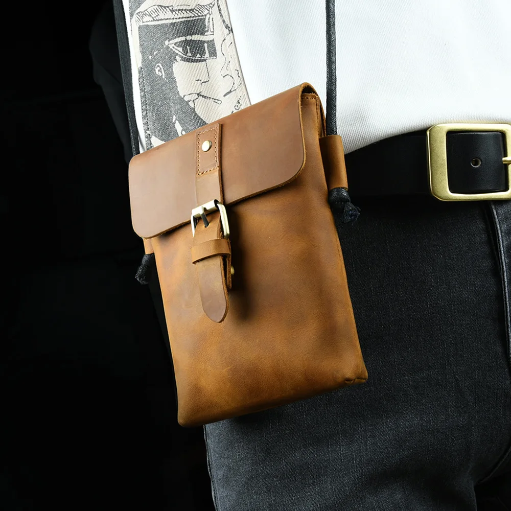 

GOYN Men's Small Crossbody Bag Compact Genuine Leather Shoulder Pouch for Phone Keys AirPods Minimalist Carry for Essentials