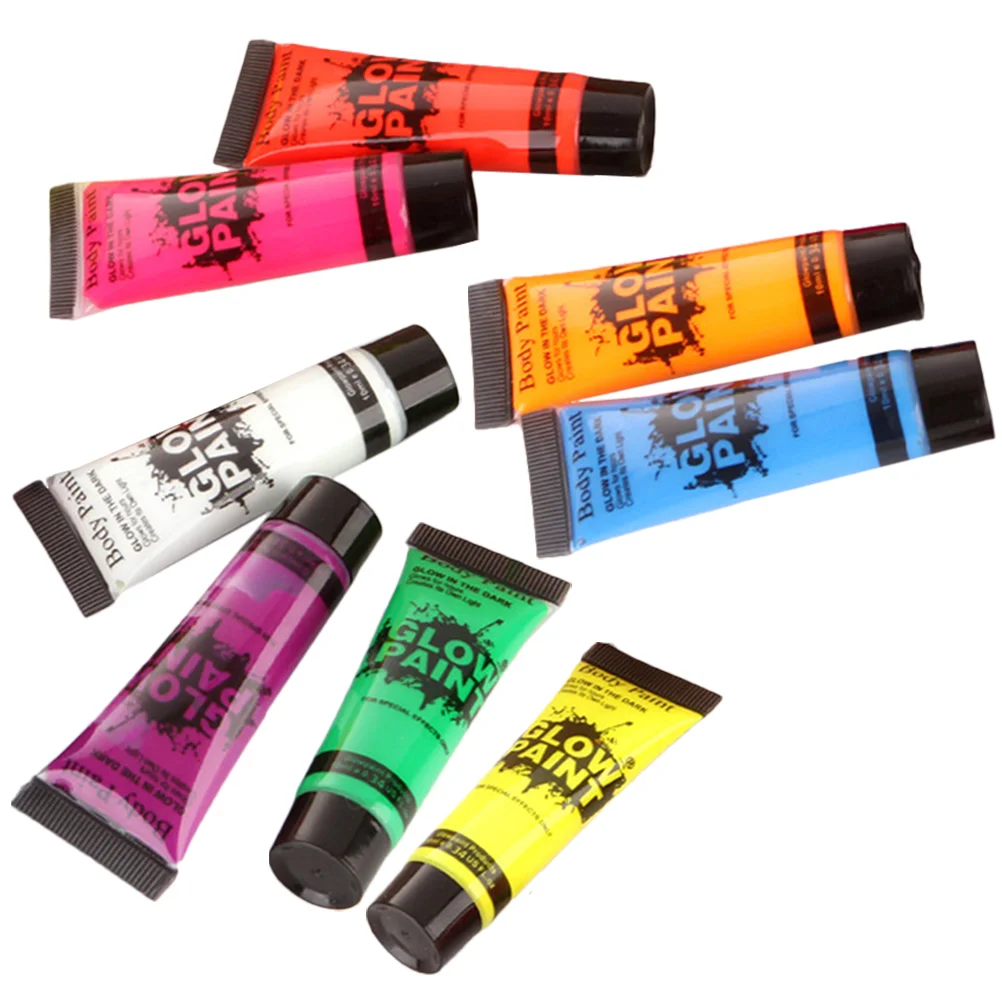 8 قطعة توهج في الظلام طلاء الوجه الصباغ الفلورسنت الجسم اللوحة لصق النيون ماكياج مضيئة كريم لمستلزمات الحفلات