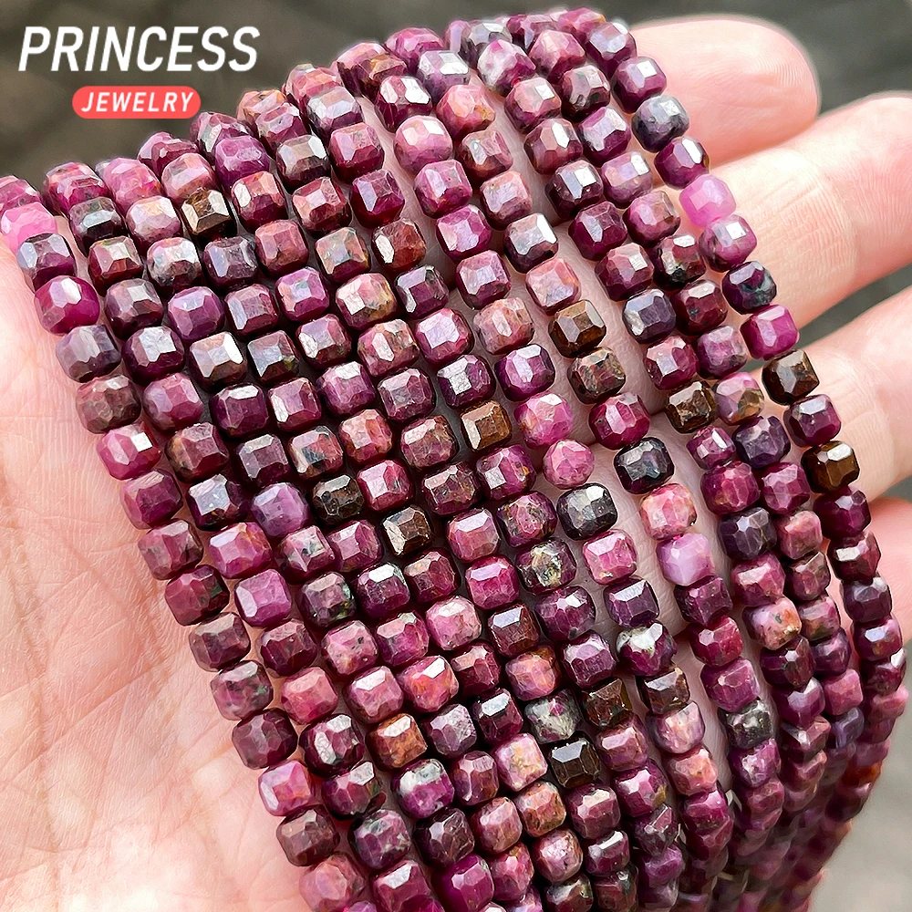 A ++ 100% cuentas de cubo facetadas de rubí Natural 4,5mm sin tratamiento térmico para hacer joyería pulsera accesorios DIY al por mayor