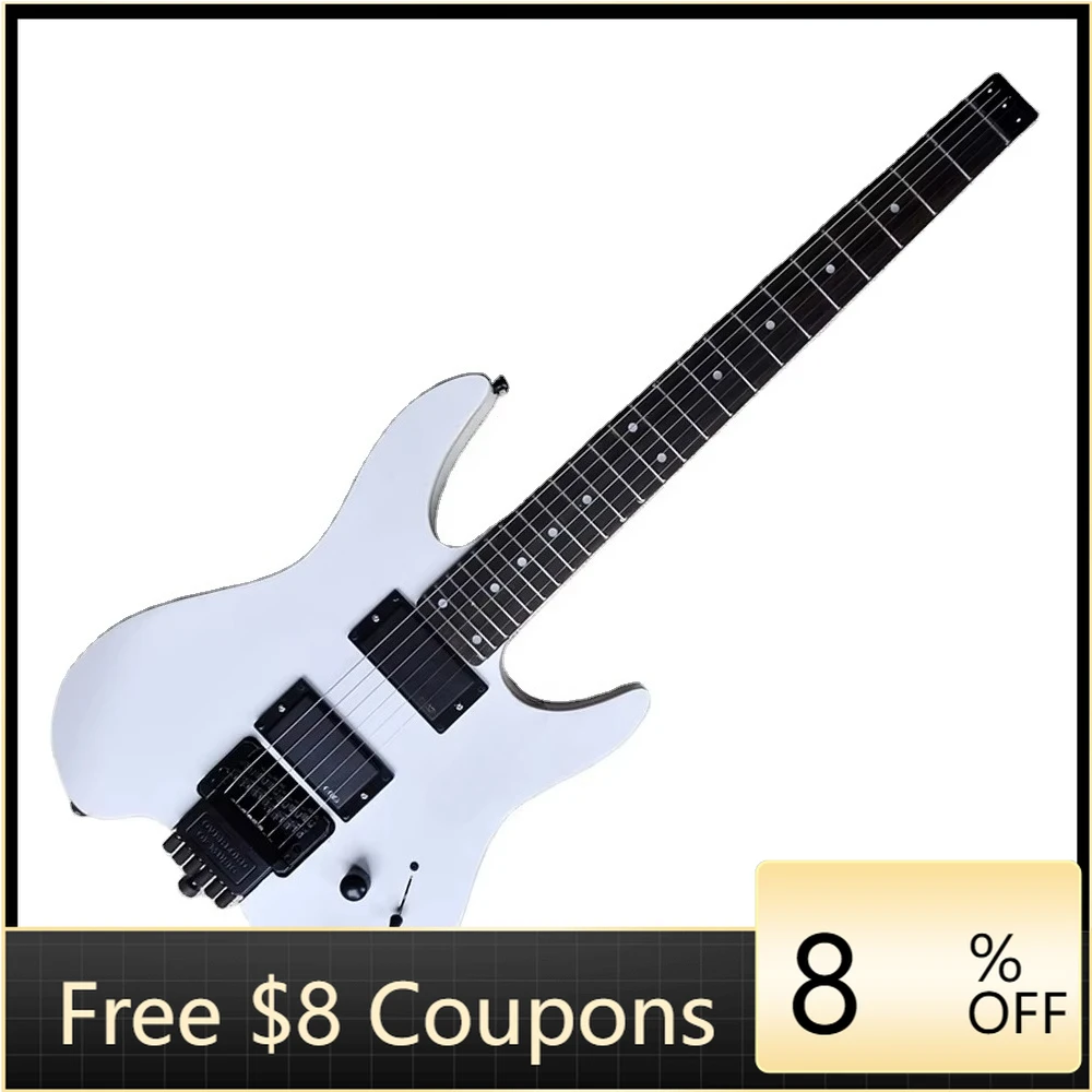 

STLF Flyoung White Headless Electric Guitar Custom Made Black Hardware Rosewood Fretboard Stringed Instruments