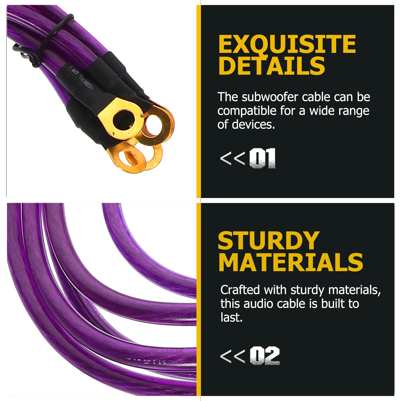 

5pcs Hardware Accessories Subwoofer Cable Audio Cables Stereo Replacement for Speakers Purple Durable Signal