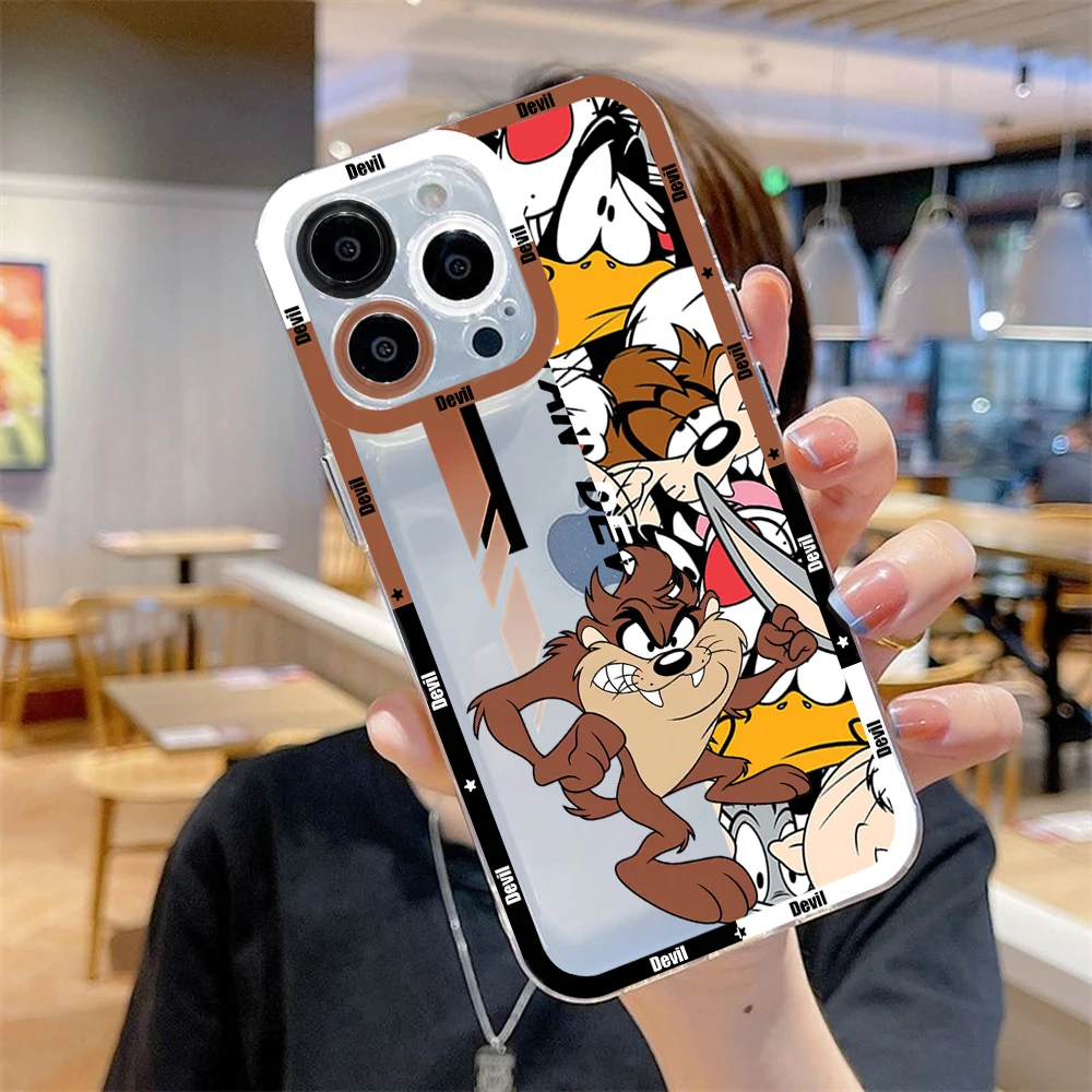 Cartoon The Tasmanian Devil Phone Case For iPhone 15 14 13 12 11 Mini Pro Max X XR XSMax 6S 6 7 8 Plus SE20 Transparent Cover