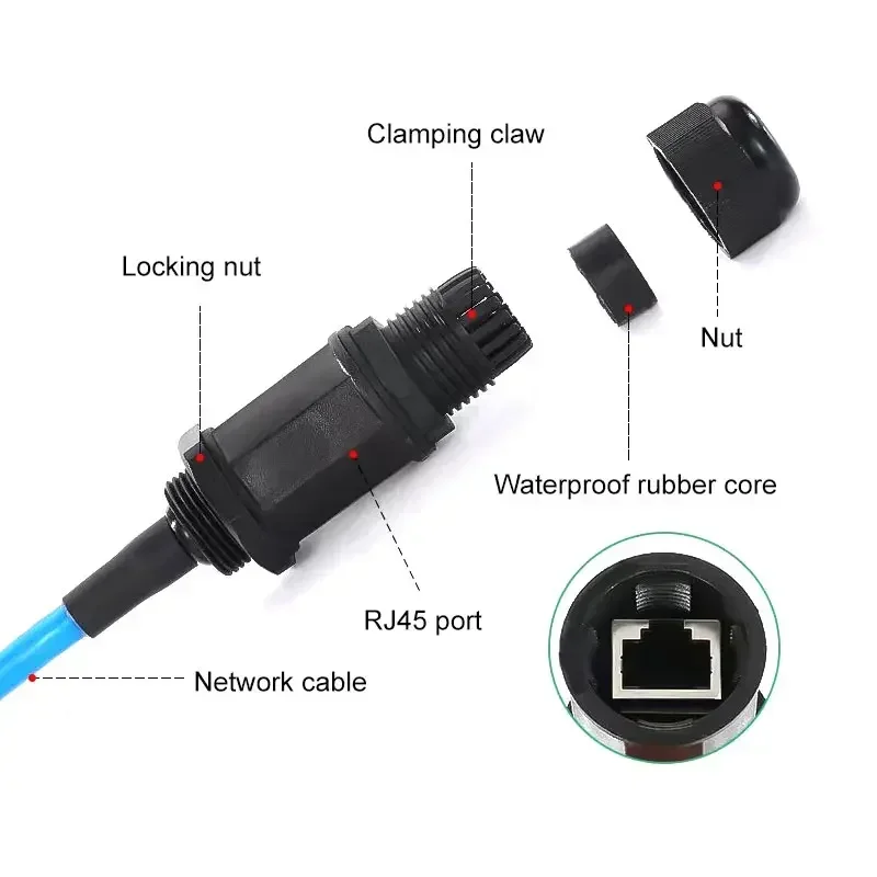 مقاوم للماء موصل شبكة RJ45 M16/20/22 Cat5e درع جيجابت إيثرنت خط RJ45 تيار مستمر كريستال رئيس في الهواء الطلق IP68 AP صندوق وصلات #3