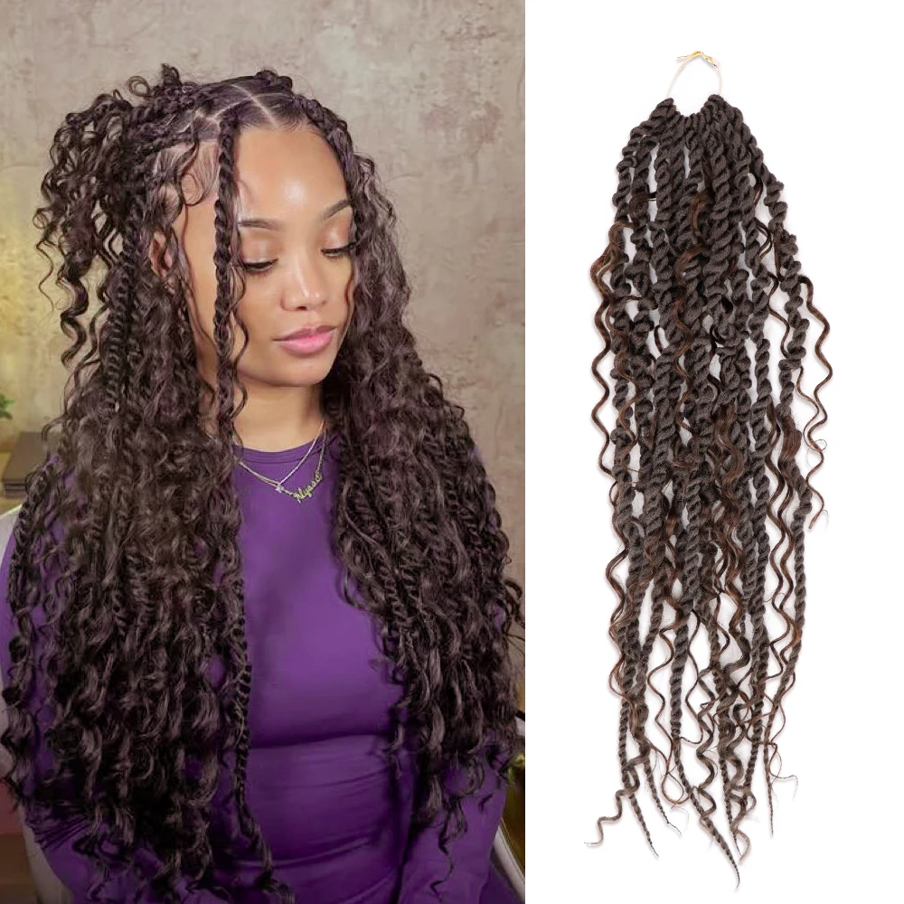 

Синтетические твисты, вязанные крючком косы, наращивание волос, вьющиеся концы, предварительно заплетенные для женщин, простая установка, плетение волос с низким содержанием обслуживания