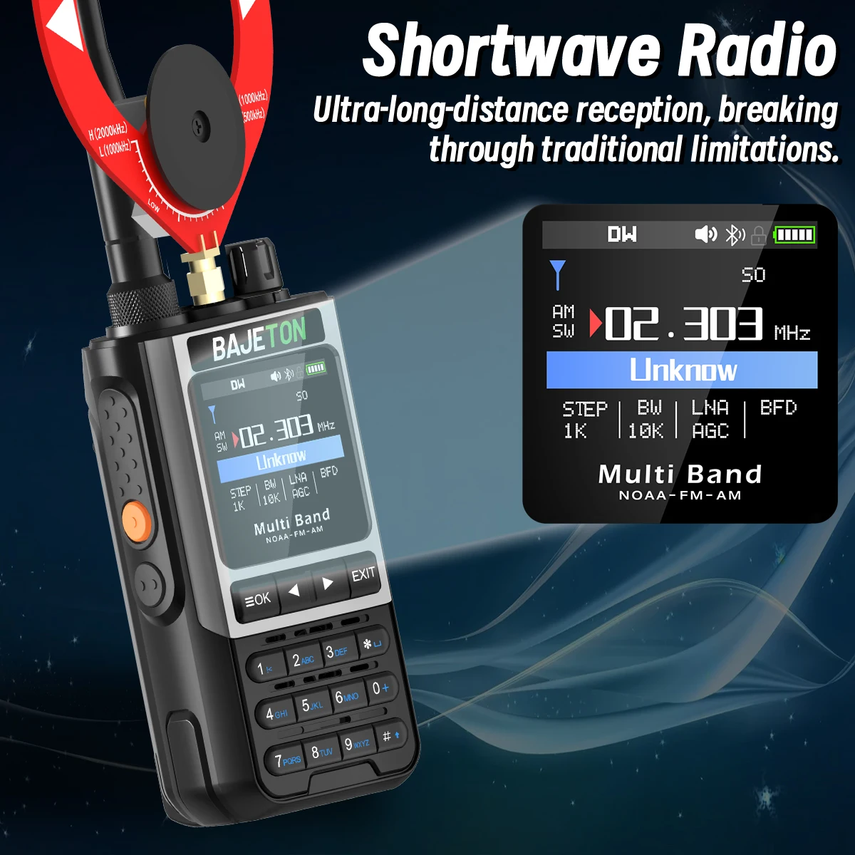 BAJETON BJ-8300 10 واط هام راديو الموجات القصيرة HF SSB CB اسلكية تخاطب AM USB LSB CW بلوتوث البرمجة يده اتجاهين الراديو
