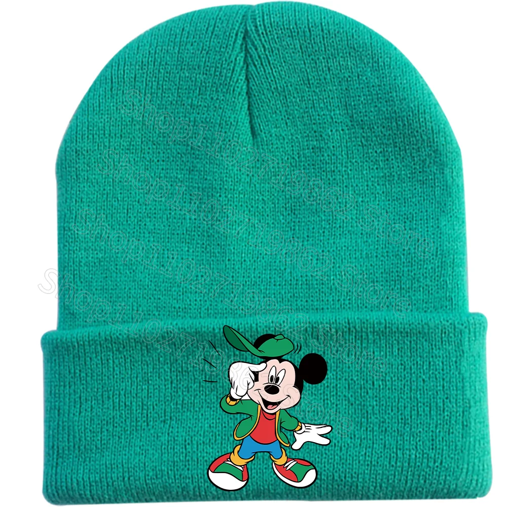 Minnie Mickey Mouse Cute Knitted Hats Disney Children Caps Anime Movie Character Pattern Bonnets Heat Preservation Comfortable