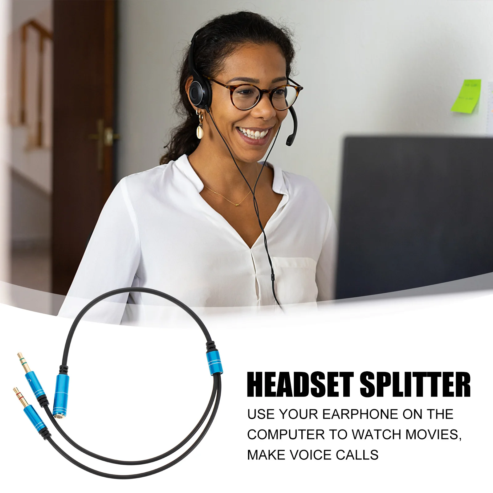 Audio Line Mic Cable Microphone Splitter Headphone for Computer Headset 2 1 Supply Abs Separate and Connector Accessory