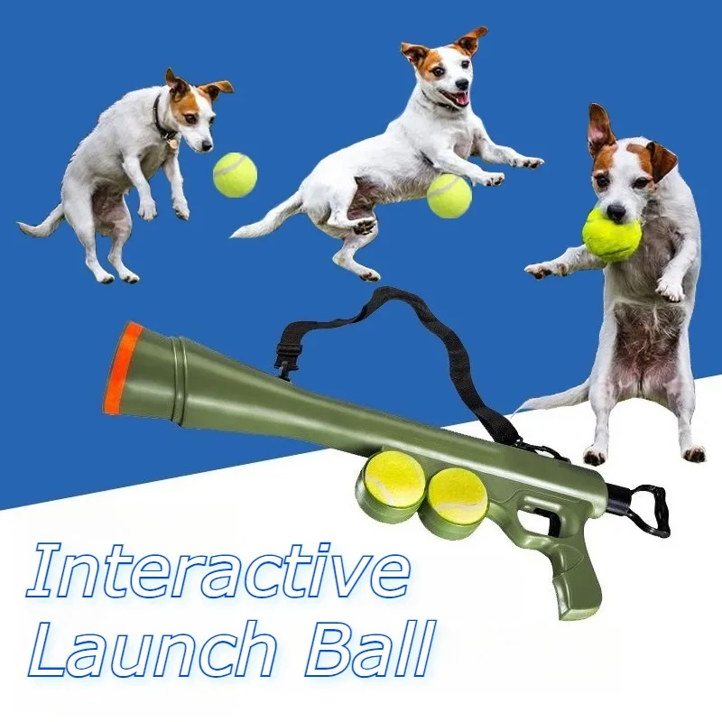 Outdoor Dog Tennis Ball Launcher Interactive Pet Toy Fetch Game Tool Dogs Toys Portable Strap Fitness Entertainment for Dogs