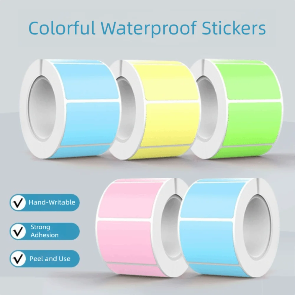 200pcs Self Adhesive Label Stickers Handwritable Solid Color Label Paper Tear-proof Waterproof Name Stickers Home Accessories