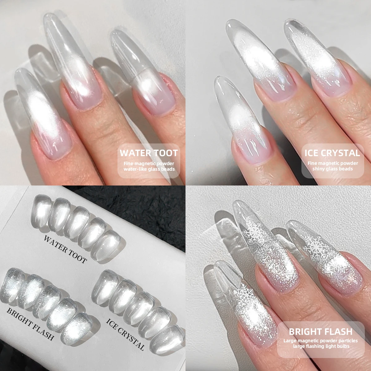 XEIJAYI 3 Stück 15ml Weißer, schlichter Katzenaugen-Magnetgel-Nagellack - Ultra glänzend, schnelltrocknend, ablösbarer UV/LED-Lack für Stu – Detail 2