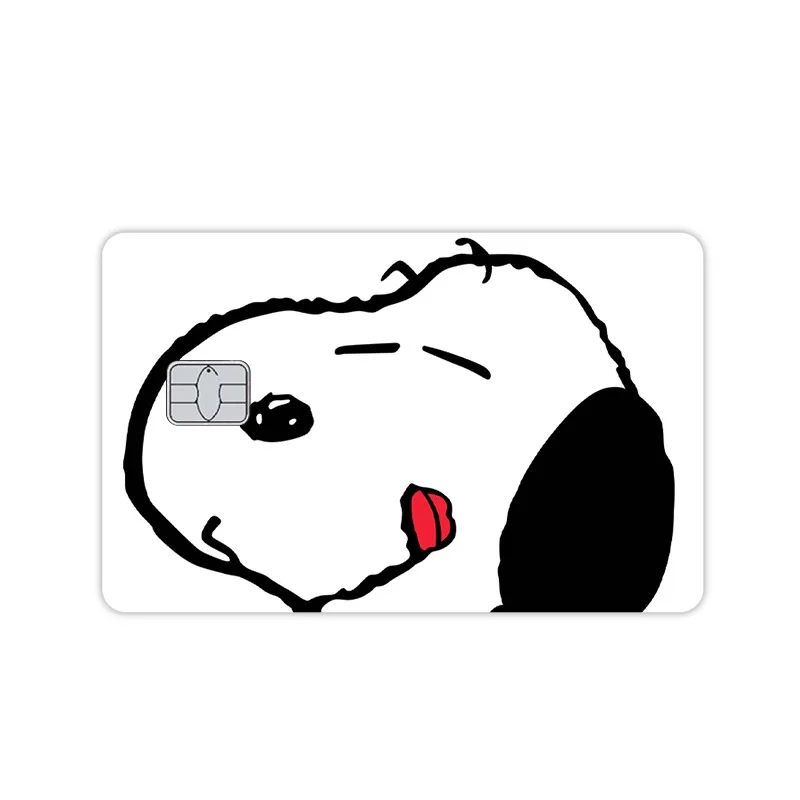 Stiker Kulit Kartu Kredit Anime Snoopy Love Kartu Akses Debit Bank Kawaii Kartun Laser Bintang Berkilau Film Anti Gores