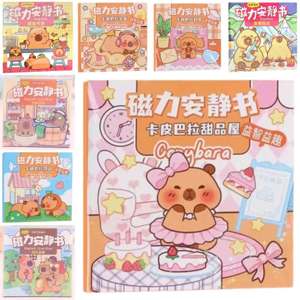 Kawaii Handmade Magnetic Quiet book Paper Hand Ledger Capybara Sticker Book Cartoon 3D DIY Kids Busy Book Toy Children