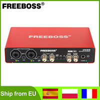 FREEBOSS 24Bit 192KHz Audio Interface Professional PC Stereo Recording Guitar 48V 2 XLR Mic Input USB External Sound Card UC22