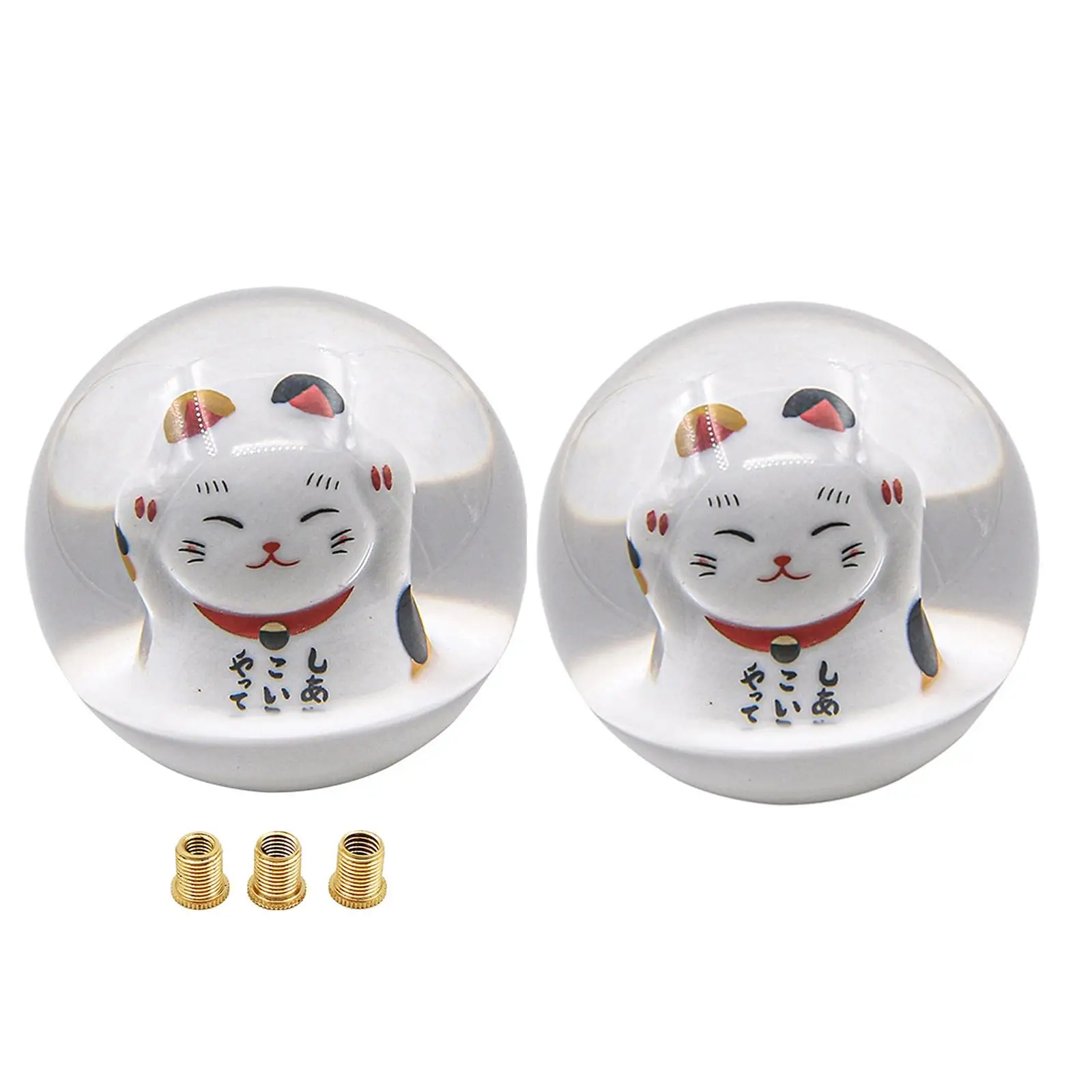 Cute Fortune Lucky Cat Round Ball Gear Knob with Adapters JDM M10X1.25