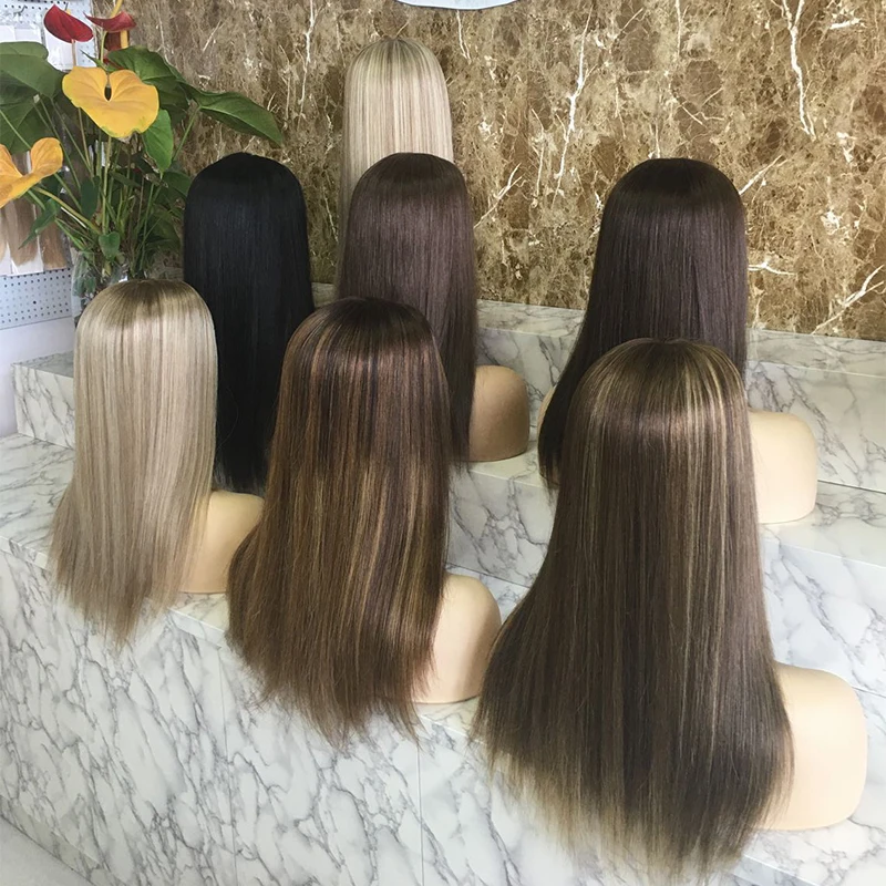 

Luxury High Density European Cuticle Aligned Human Hair Topper Wig Light Color Natural Sclap Clip Jewish Silk Wefted Topper