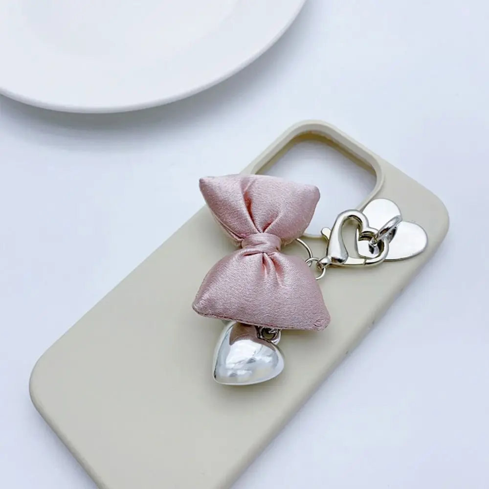 Sweet Bowknot Bow Bag Pendant Cloth Y2K Balletcore Keychain Bag Hanging Phone Charms Pendant Love Heart Phone Chain Gift