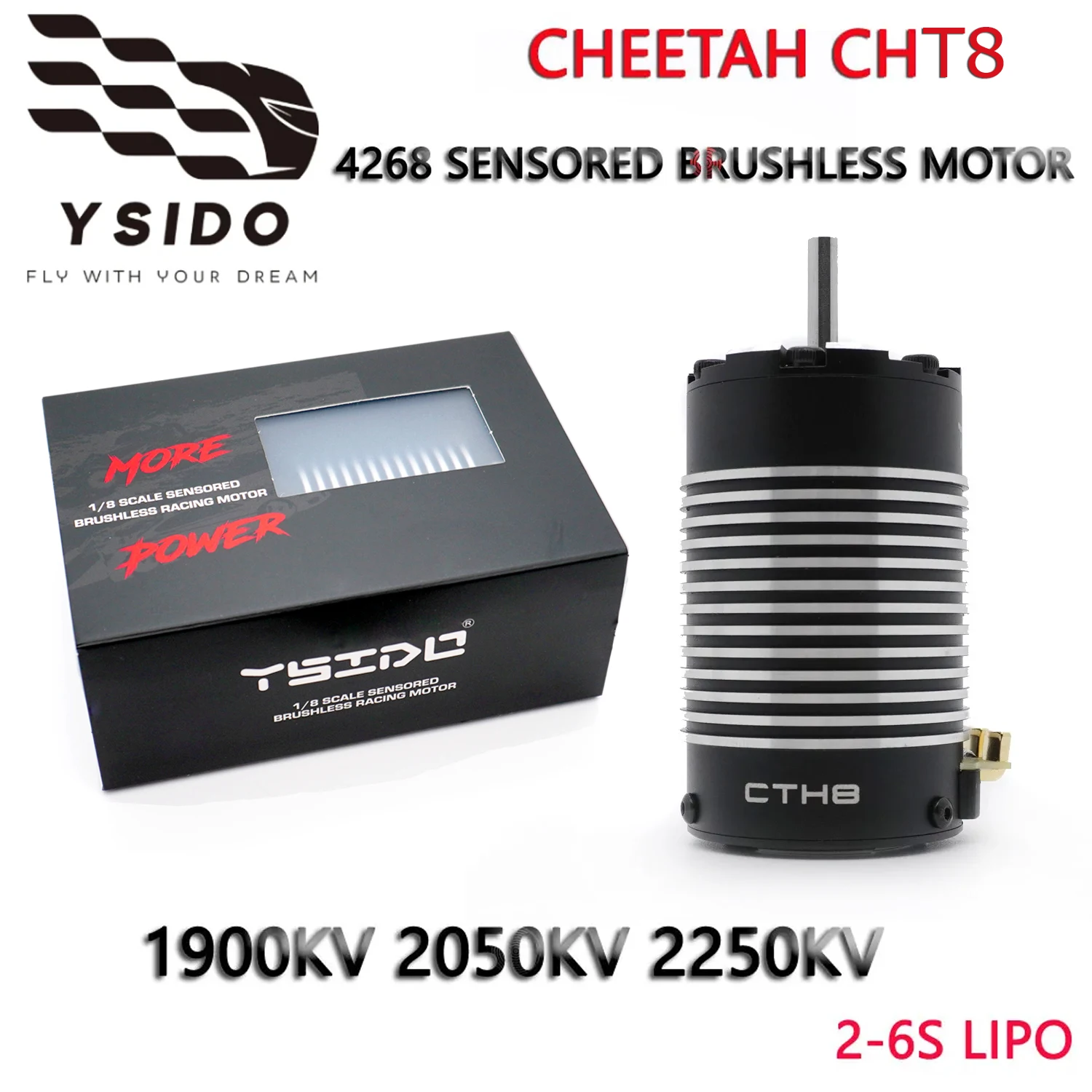 YSIDO CHEETAH CHT8 4268 Sensored Brushless Motor 1900KV 2050KV 2250KV 5.0mm Shaft for 1/8 1/7 1/10 RC Monster Off-road Truck Car