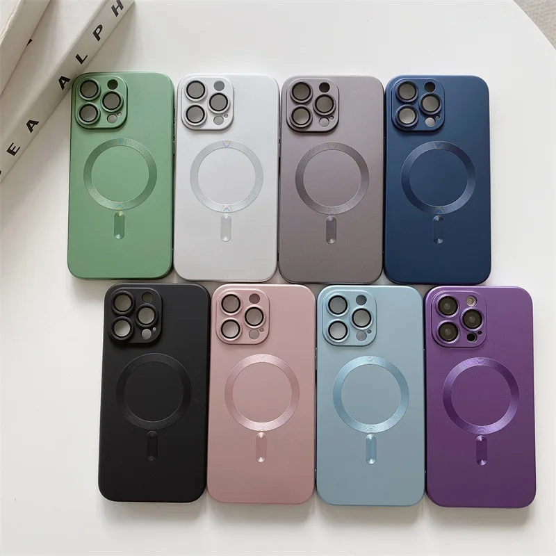 

10PCS Matte Silicone For Magsafe Magnetic Wireless Charging Case for iPhone 14 Plus 13 12 11 Pro Max Glass Lens Protection Cover