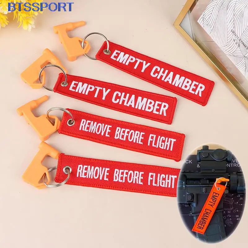 2Pcs/Set Tactical Chamber Safety Flag Includes Built-in Flathead Tool Empty Chamber Keychain Hunting Accessories