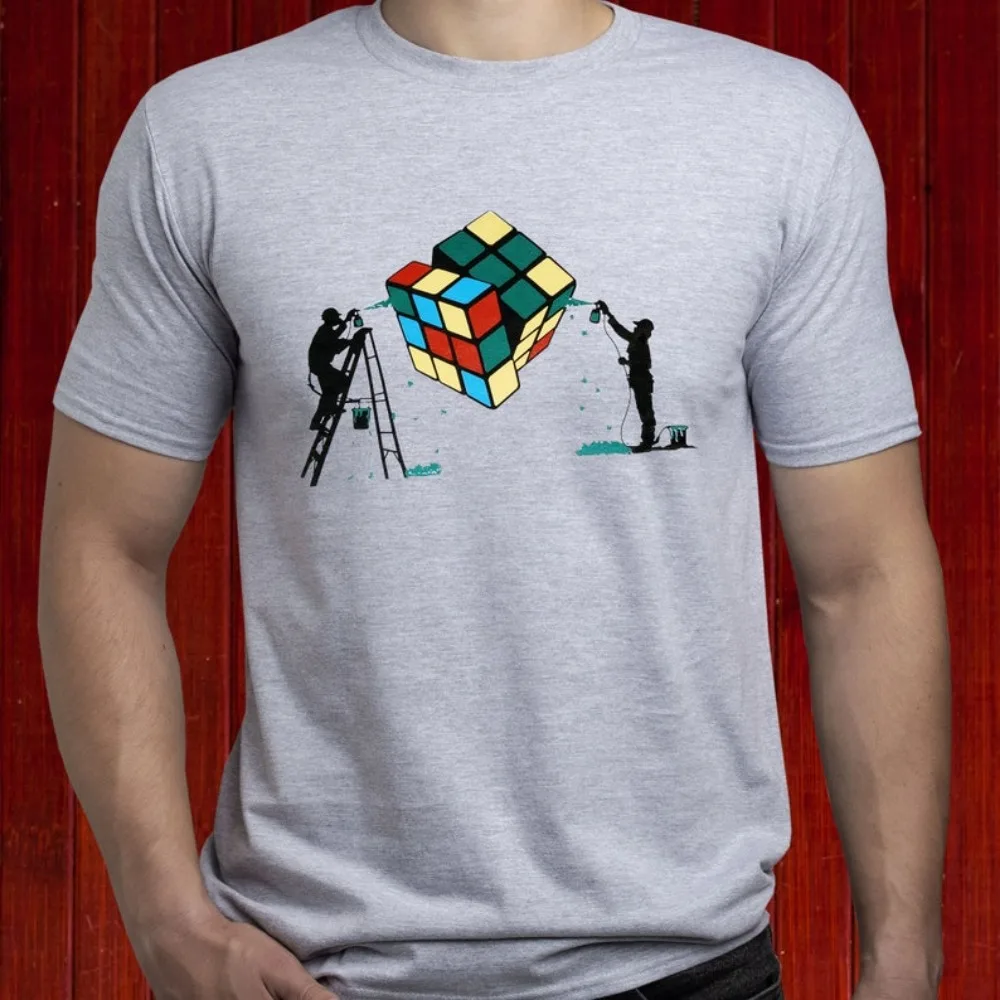 Banksy Rubic Cube Art T Shirt Banksy Art T-shirt Banksy Graffiti Tee Pop Culture Shirt Rubik's Cube Print Clothes Men Clothes