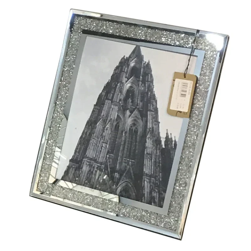 Customized glass photo frame, diamond decorative , desktop decoration, mirror photo ， customization