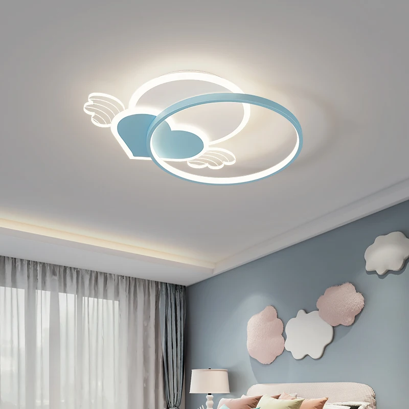 

OUQI Led Ceiling Light For Children's Room Baby Bedroom Study Decoration Pink Blue Surface Mount Modern LED Light Fixtures