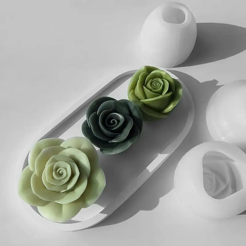 Rose Flower Silicone Candle Mold 3D Peony Flower Soap Gypsum Resin Casting Mould DIY Chocolate Cake Baking Tool Wedding Gift