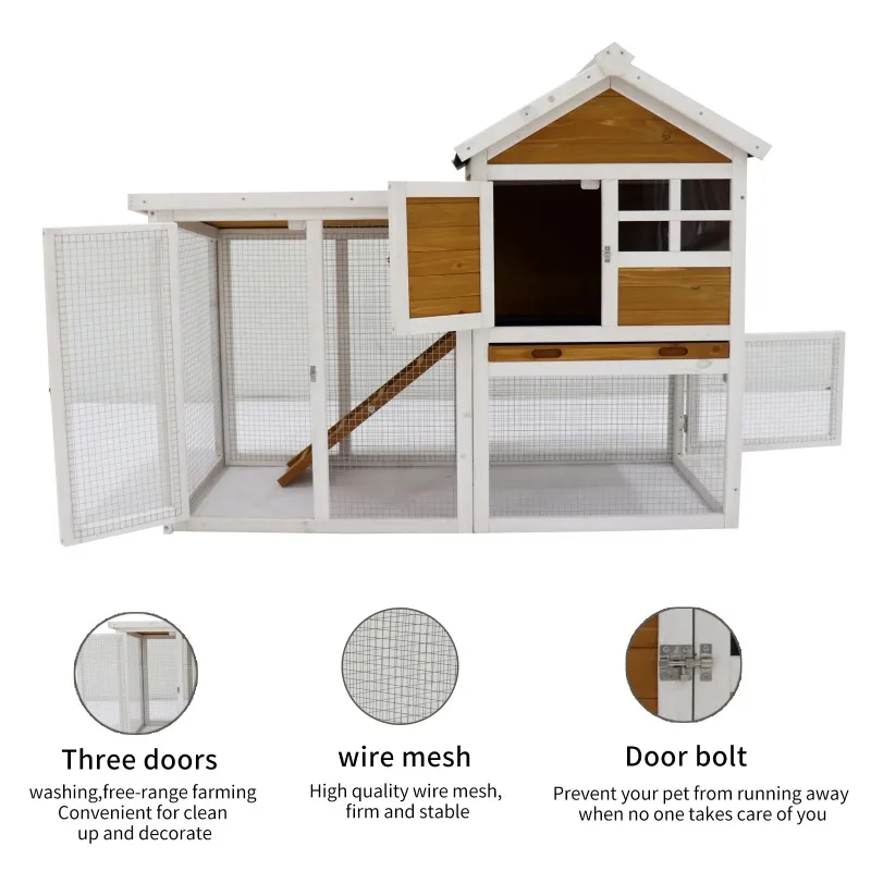 

Modern Deluxe Wooden Chicken Coop Hen House Rabbit Wood Hutch Poultry Cage Habitat