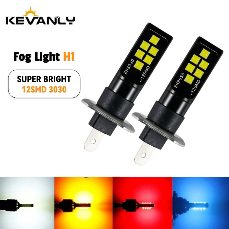

2PCS Car Fog Light H1 LED 12SMD Fog Running Light Bulb Super Bright LED Auto Driving Lamp h1 led yellow No Adapter Required 12V