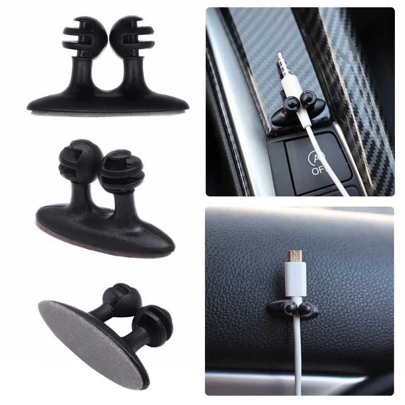 Car Wire Cable Holder Cable Manager for Mobile Phone Charger Cable Line Clasp Clamp Self Adhesive Holder Home Office Organizer