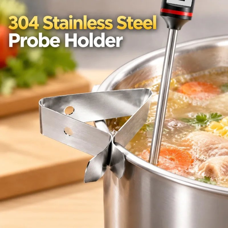 304 Stainless Steel Food Gripper Thermometer Fitting BBQ Retainer Anti-scald Cup Fastener Fixing Bracket Culinary Probe Mount