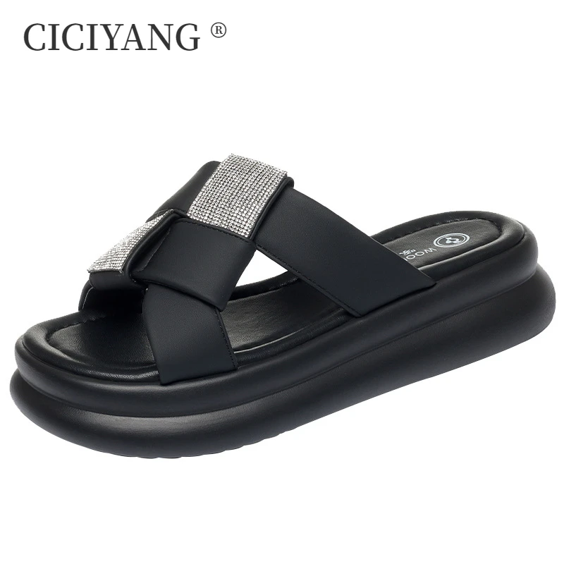 

CICIYANG Slippers for Women 2024 Summer New Thick Soled Wearing Slippers Beach Sandals Ladies Slides Flip Flops