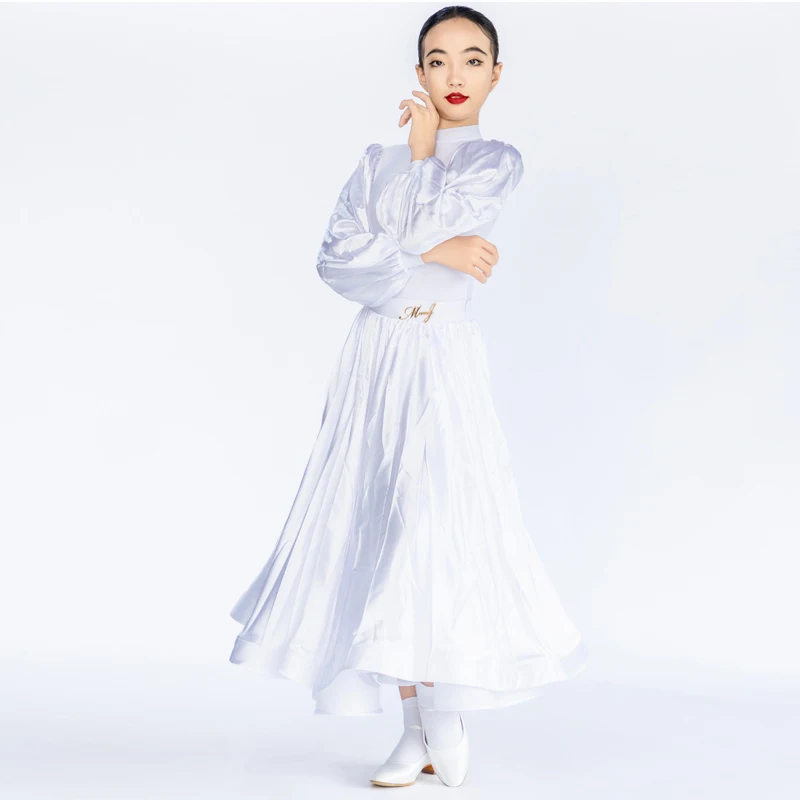 Lila Ballsaal Tanz Kleid Standard Mädchen Walzer Wettbewerb Kleid Moden Dance Bühne Kostüm Kind Ballsaal Dancewear Blau VDL1671