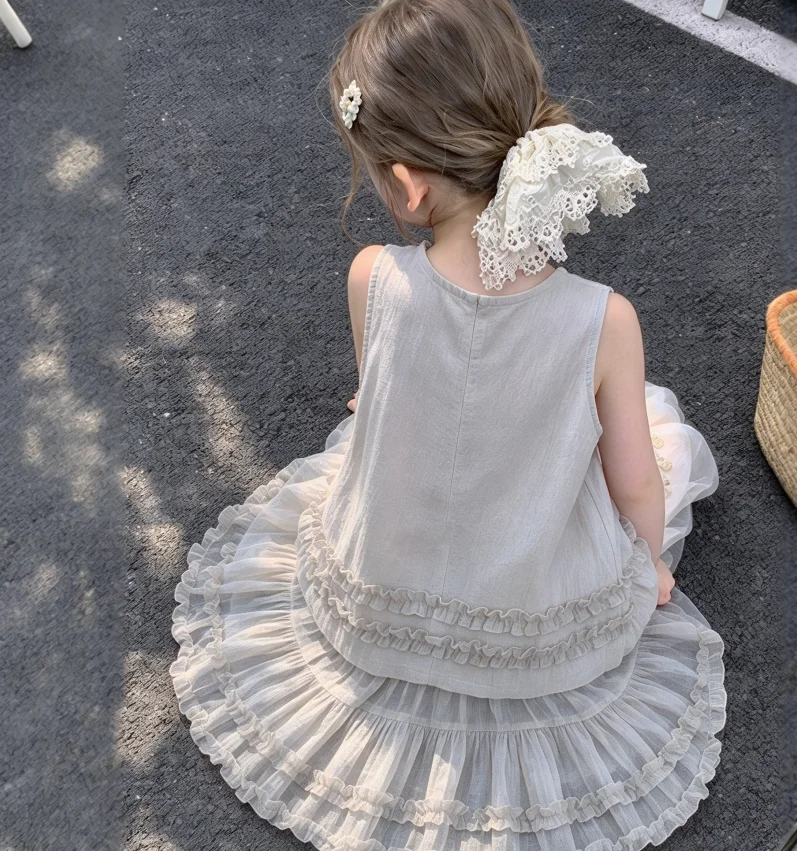 Sweet Girls Dress Summer 2026 New Children Fashion Temperament Contrasting Color Bohemian Dress Trend