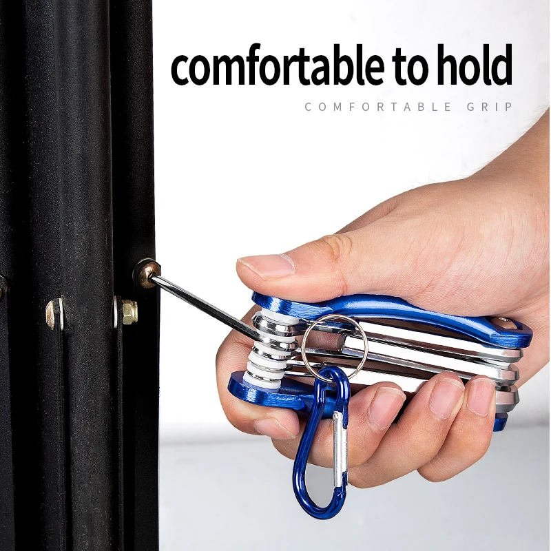 Chiave esagonale pieghevole 8 in 1 Chiave pieghevole multifunzionale in materiale cromo vanadio per set di utensili manuali portatili per ciclismo/lavoro