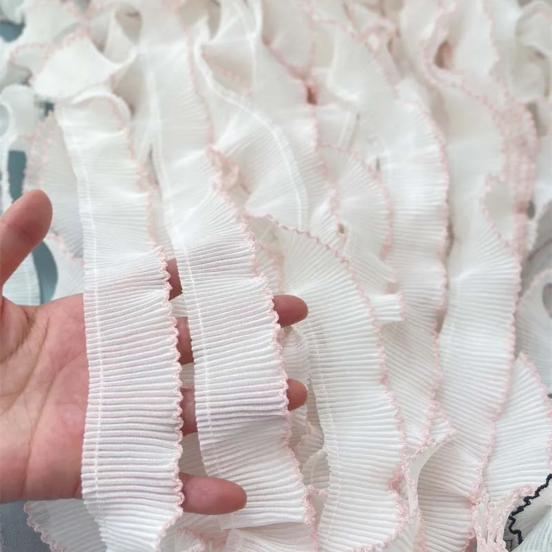 

40 ярдов белой шифоновой плиссированной кружевной тесьмы, тканевая аппликация-лента, для платьев с оборками, материалы для шитья своими руками, для рукоделия