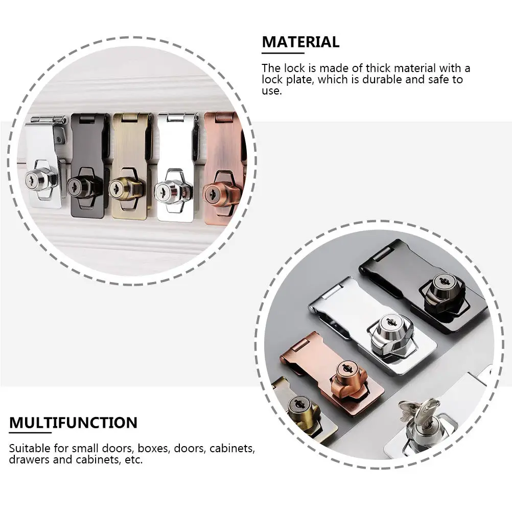 

Door Hasp Lock Red Bronze Safety Padlock for Small Doors Boxes Rustproof Thick Material Quick Install Door Anti-Theft Buckle