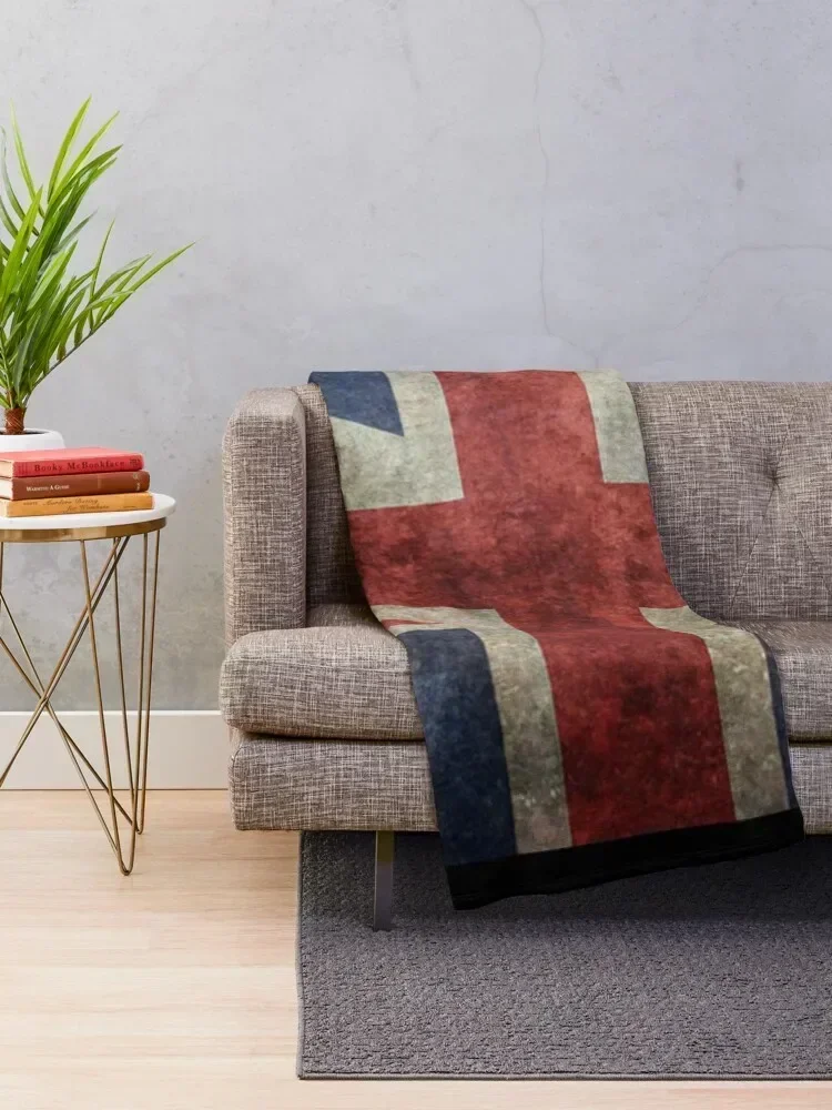 A grunge looking distressed Union Jack uk version Throw Blanket Warm Accent Blanket for Living Room Decoration