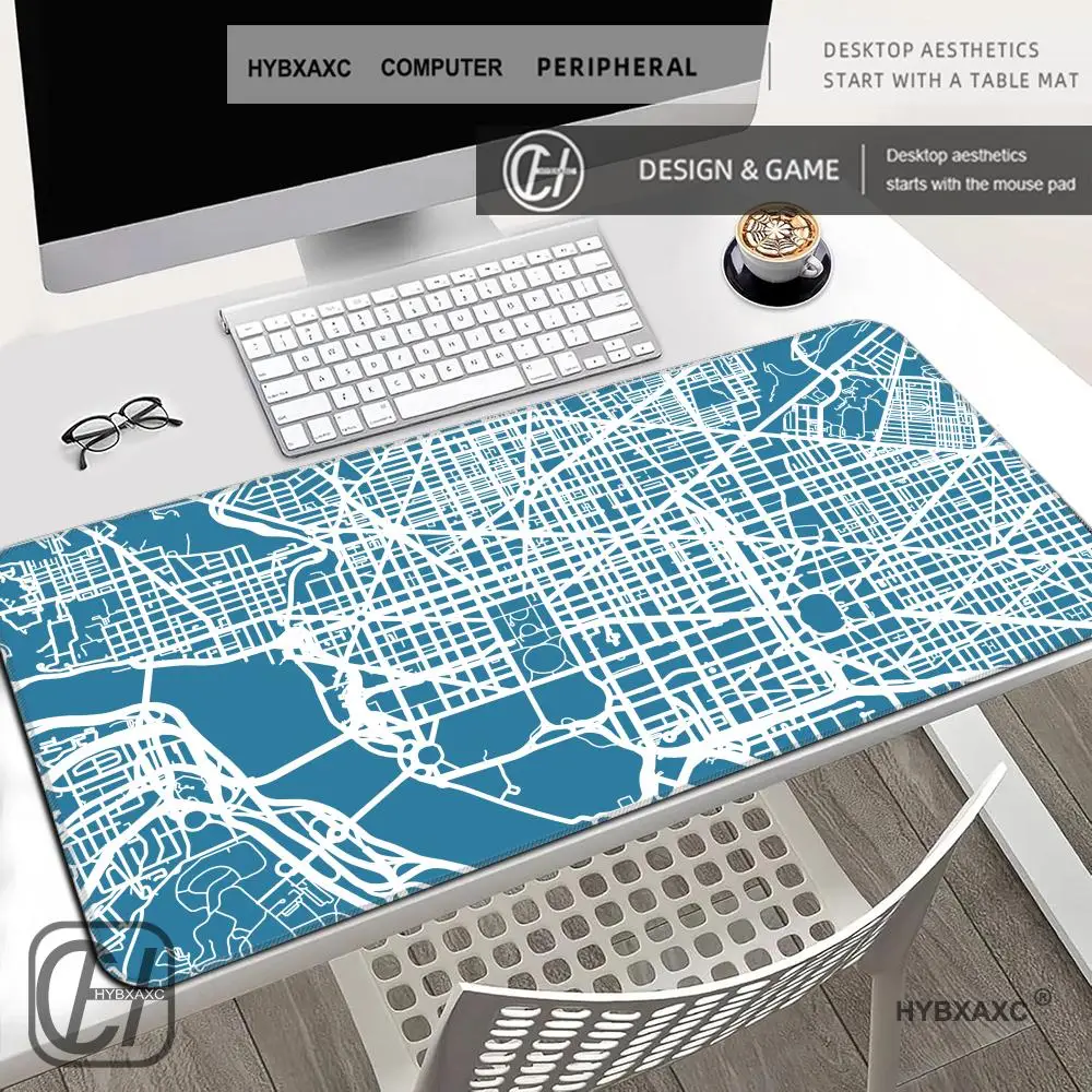 

HYBXAXC Black White City Map Mouse Pad Non-Slip Rubber Desk Mat for Gaming Office