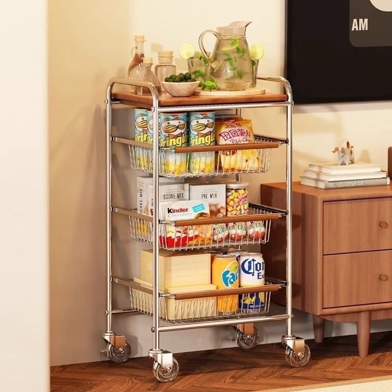 

Medieval style snack rack multi-functional crevice trolley multi-layer fruit and vegetable kitchen vegetable basket movable stor