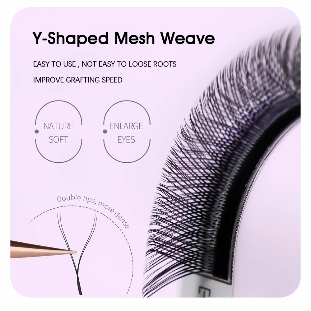 Wholesale MASSCAKU C D Curl Korea PBT Fiber YY Shaped Eyelashes 3D Effect Hand-woven Triple Split Tips Y Design Lashes in Stock