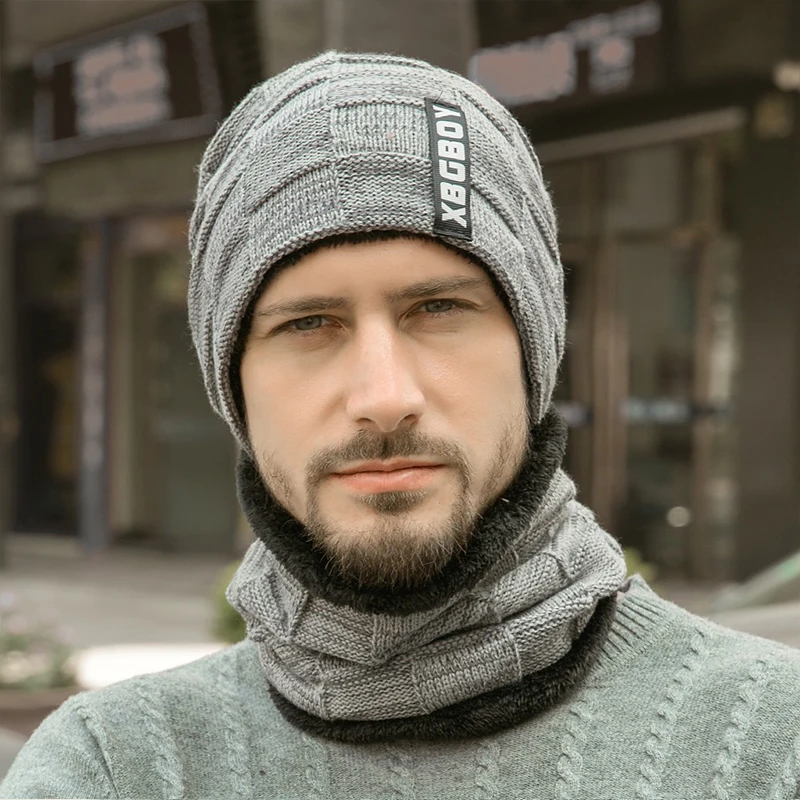 Winter wool Hats Bubble Hat Bibs Suits Woolen Caps Men's Knitted Hats Skullies Beanie Baotou Cap Cold hat Men's hat Warm