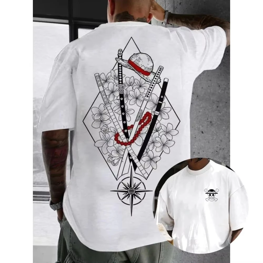 ONE PIECE White Beard Edward·Newgate Printed T-shirt Men's and Women's T-shirt Men's Top Sports T-shirt Men's T-shirt Harajuku