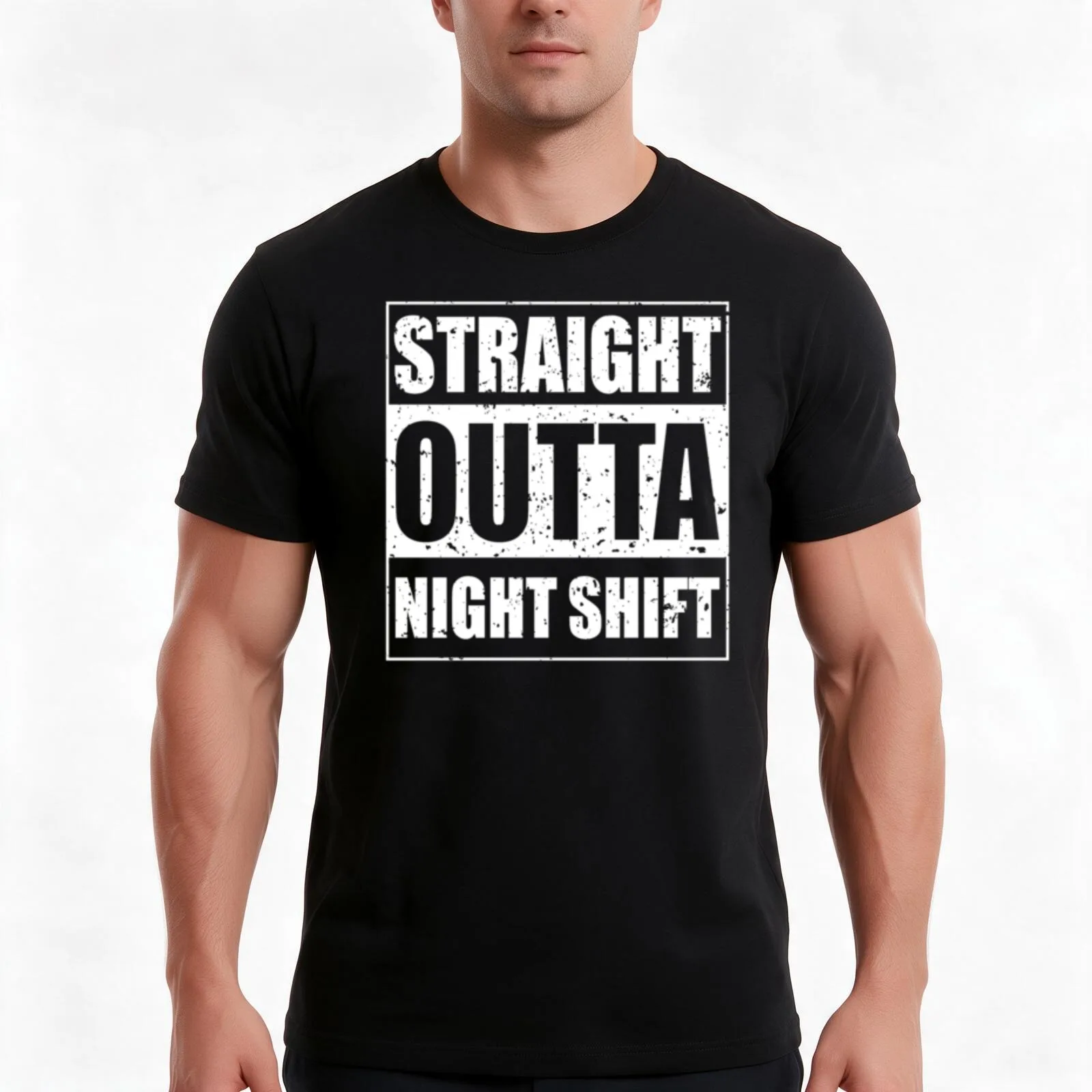 Straight Outta Night Shift Nurse T-Shirt Summer Casual Cotton Tee Oversized Streetwear Tops Vintage Graphic Print