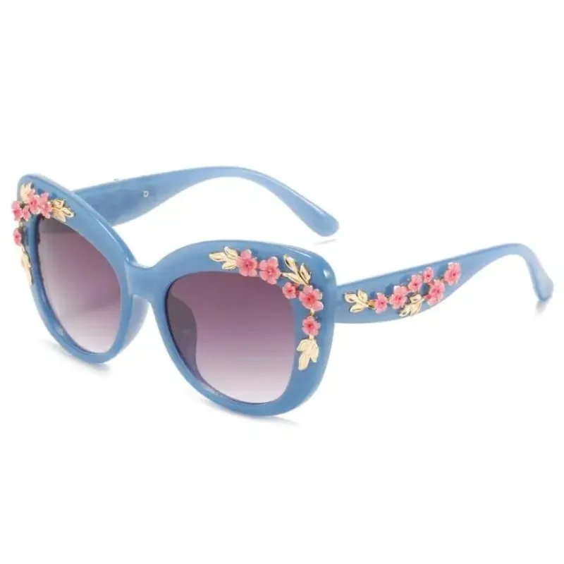 Female Fashion Retro Colorful Frame Cat Eye Sunglasses Vintage Elegant Women Lace-up Glasses Sun Glasses Eyewear