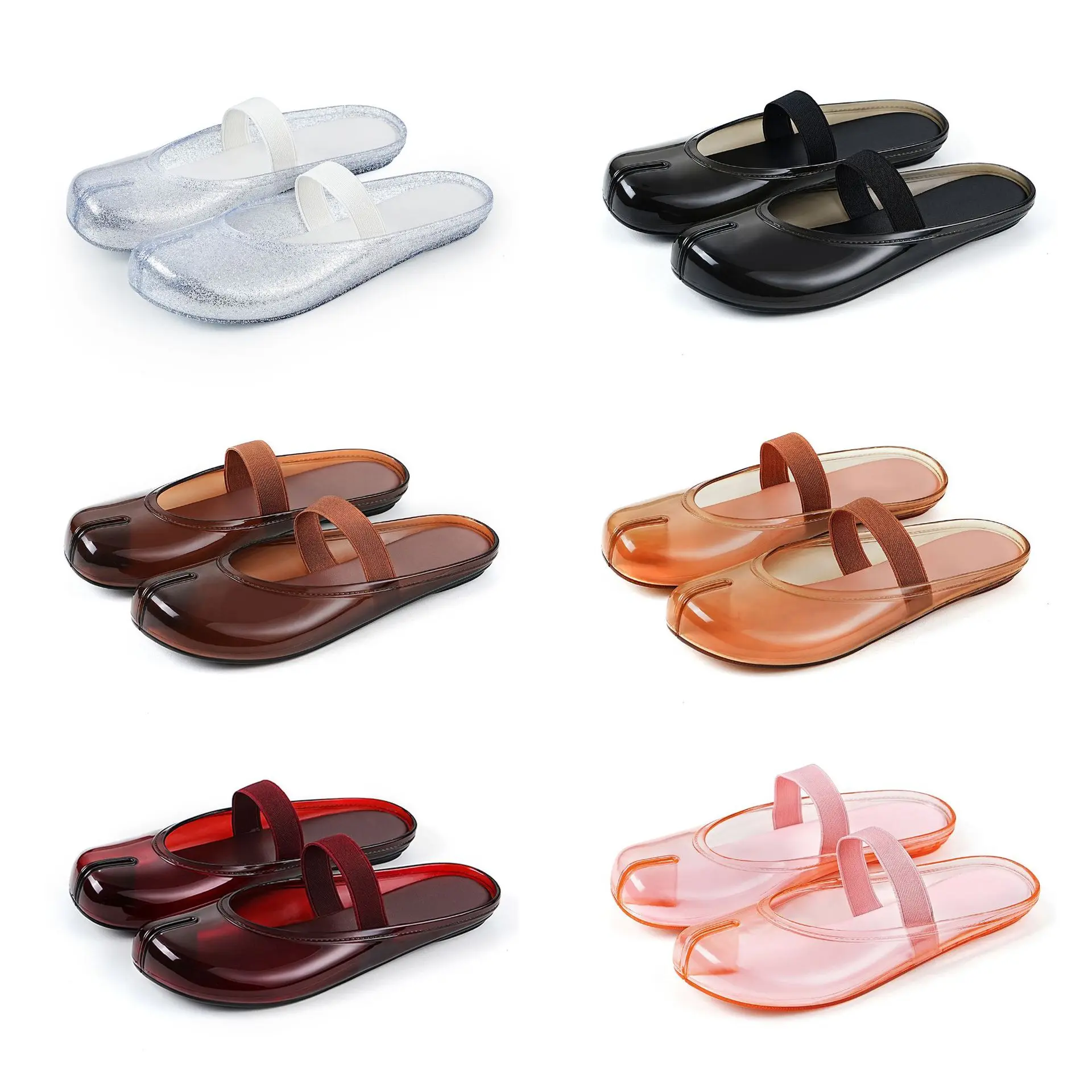2027 Minimalist Fashion Women's New Semi Slipper Sandals with Clip on Feet Split Toe Crystal Shoes Cool Toe Jelly Slippers