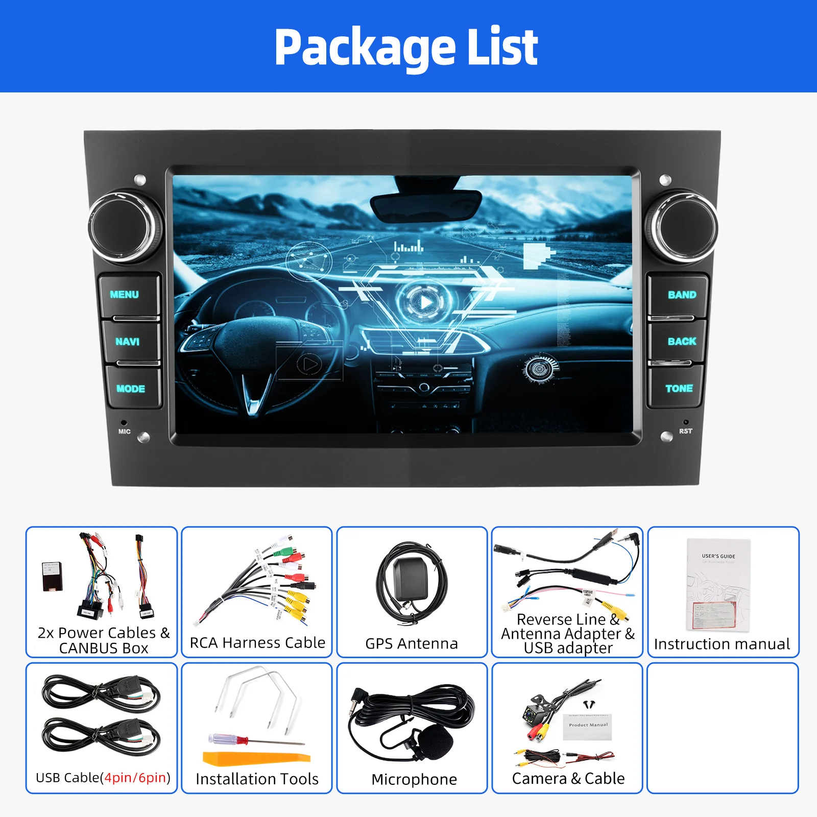ESSGOO Autoradio CarPlay Android 15 Voor Opel Astra Vectra Vauxhall Antara Zafira Corsa C D Vivaro Meriva Auto ﻿ - afbeelding 2