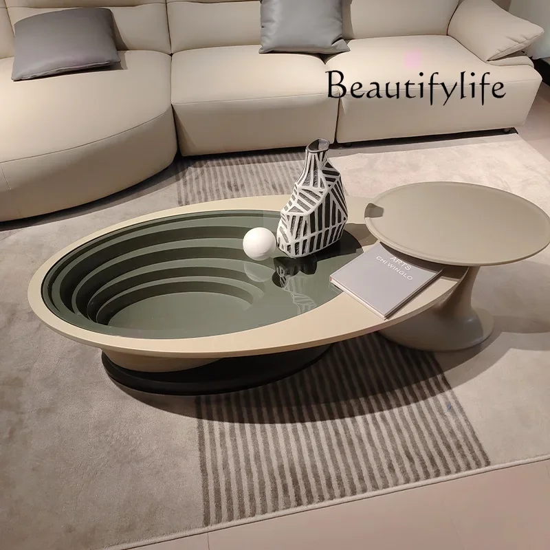 Coffee table combination simple modern household small apartment living room creative spiral oval special-shaped coffee table