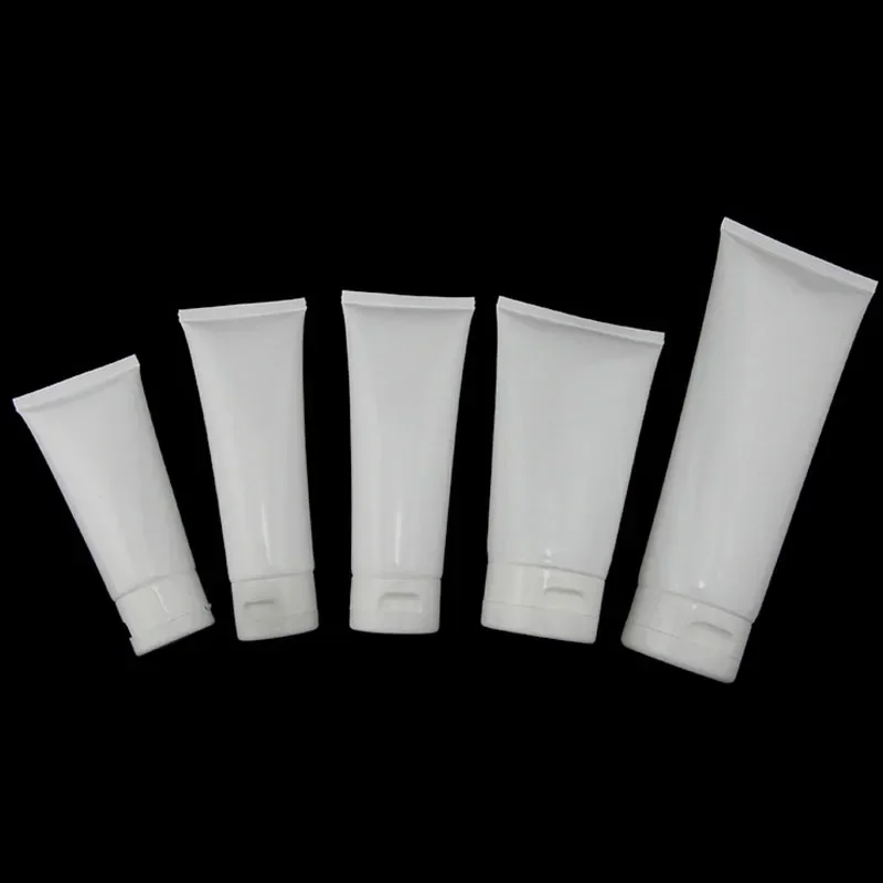 100pcs 10ml/20ml/30ml/50ml/80ml/100ml White Plastic PE Empty Soft Tube Cosmetic Cream Lotion Shampoo Bottle Travel Gel Container