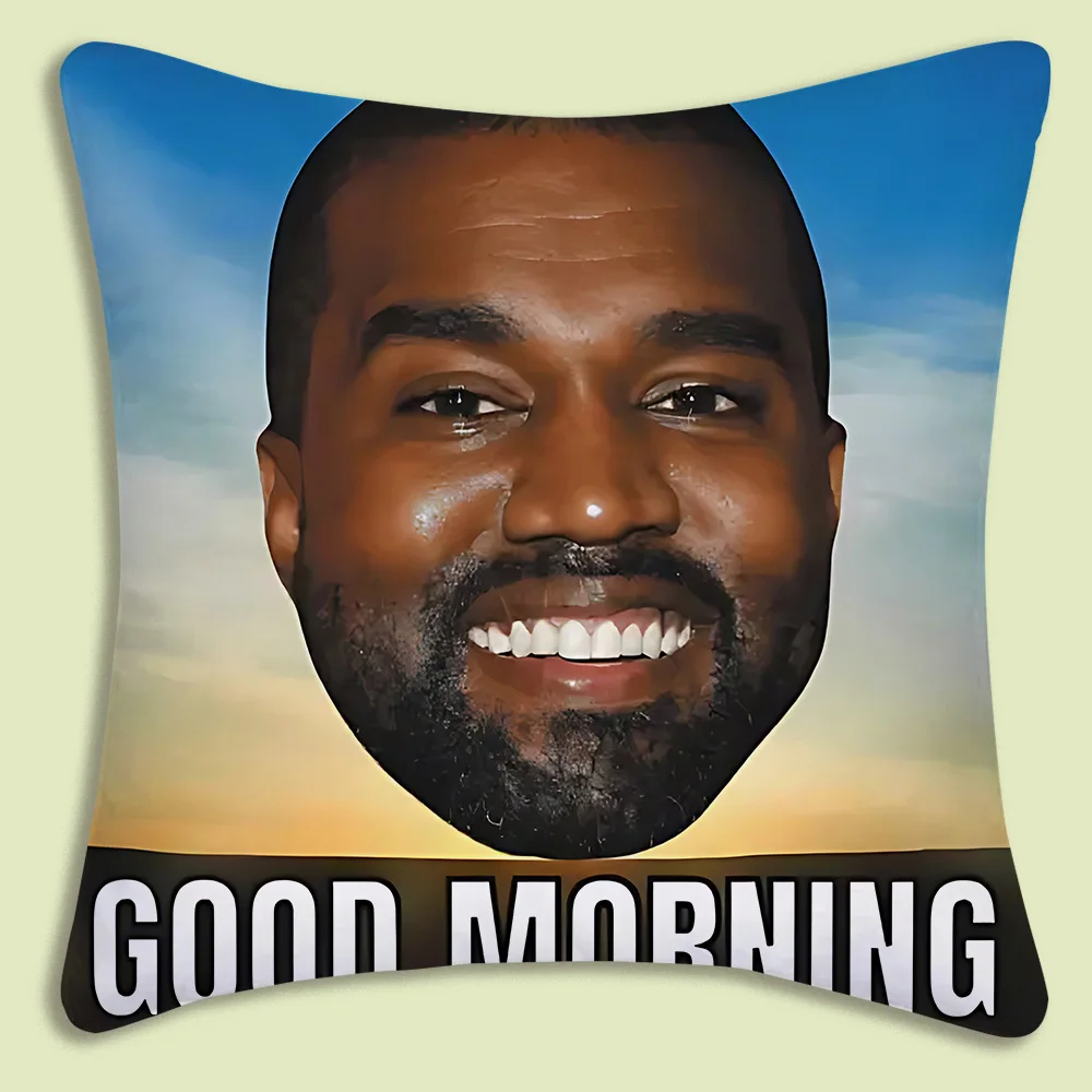 Funny Kanye West Meme Pillow Covers Cartoon Sofa Decorative Home Double-sided Printing Short Plush Cute Cushion Cover
